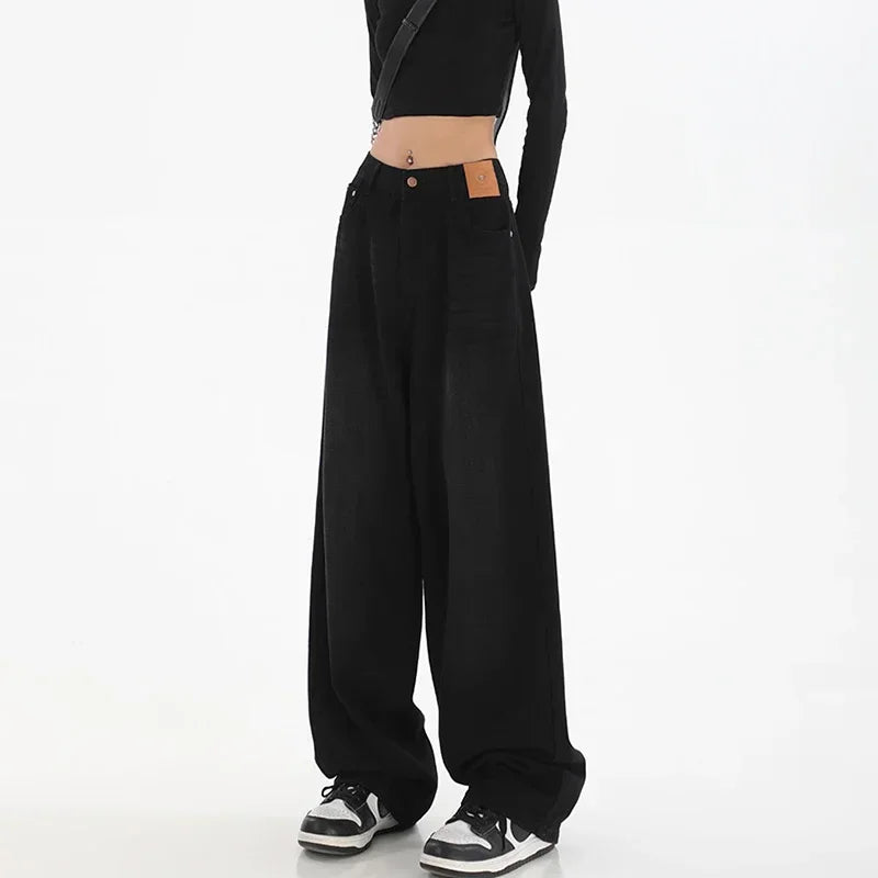 Woman High Waist Slim Fit Wide Leg Jeans