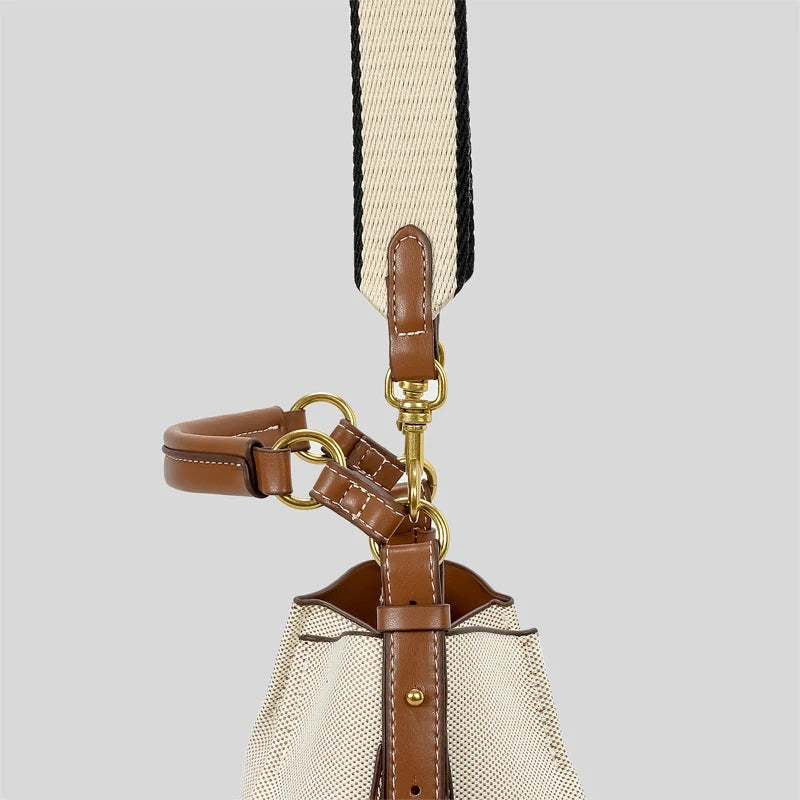 Fashion Panelled Canvas Bucket Bag