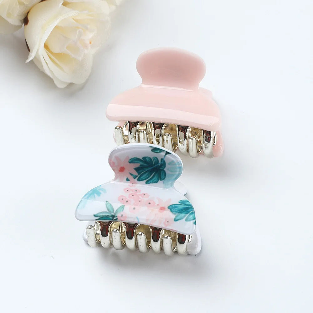 2pcs/Set 4cm Acrylic Hairpins Women Mix Color Crab Claws