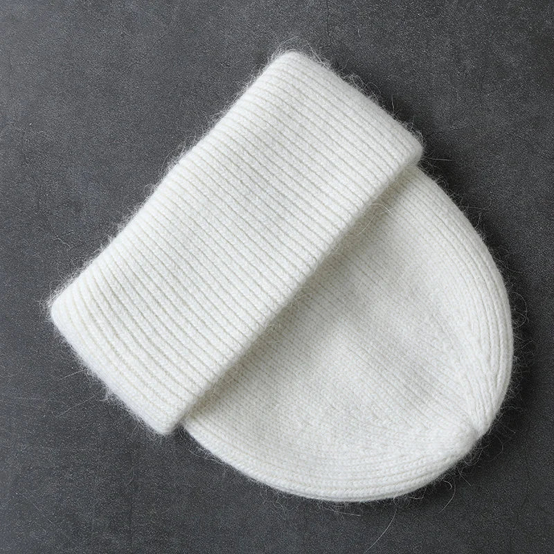 Winter Angola Rabbit Fur Knitted Beanies
