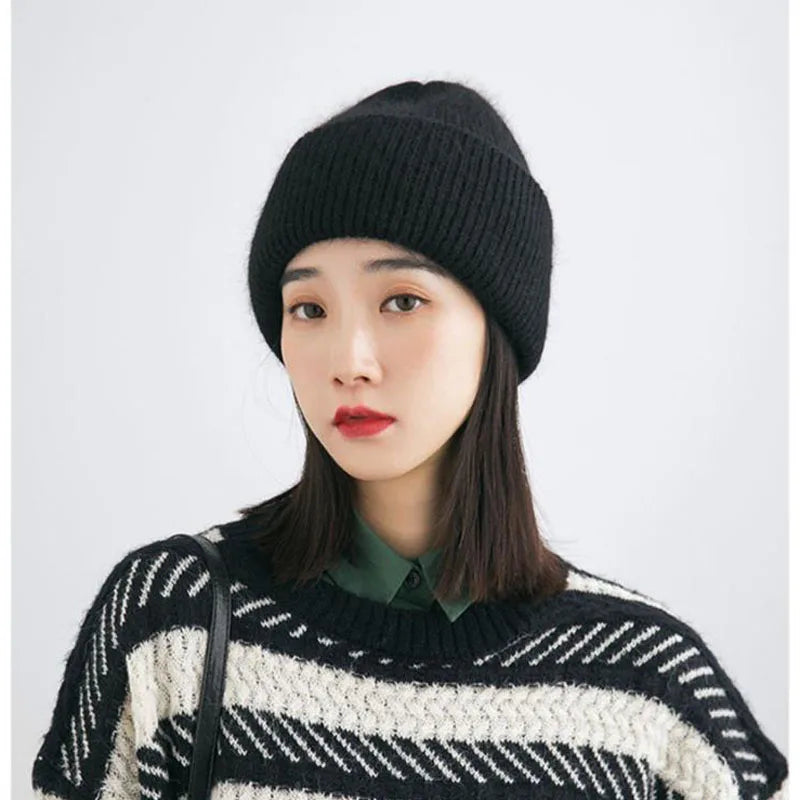 Winter Angola Rabbit Fur Knitted Beanies