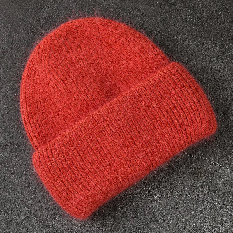 Winter Angola Rabbit Fur Knitted Beanies