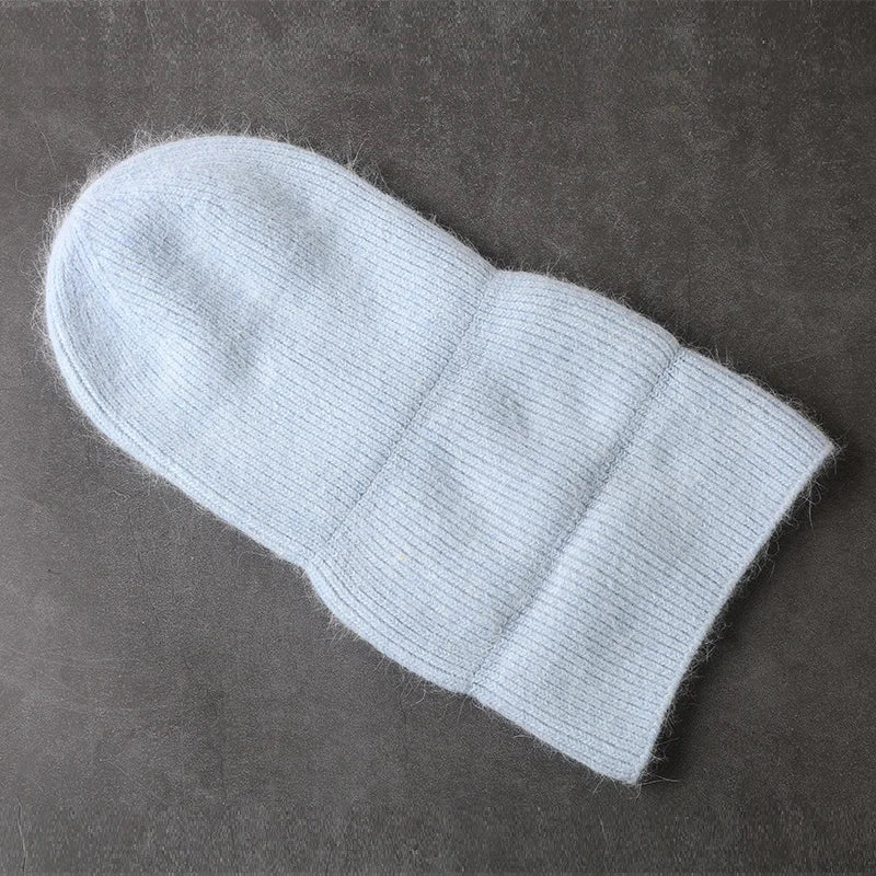 Winter Angola Rabbit Fur Knitted Beanies