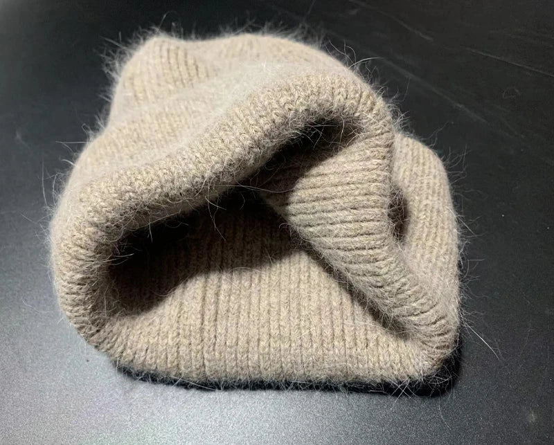 Winter Angola Rabbit Fur Knitted Beanies