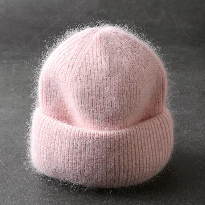 Winter Angola Rabbit Fur Knitted Beanies