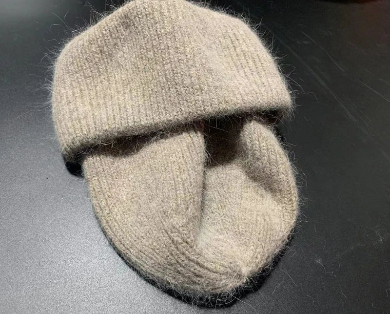 Winter Angola Rabbit Fur Knitted Beanies