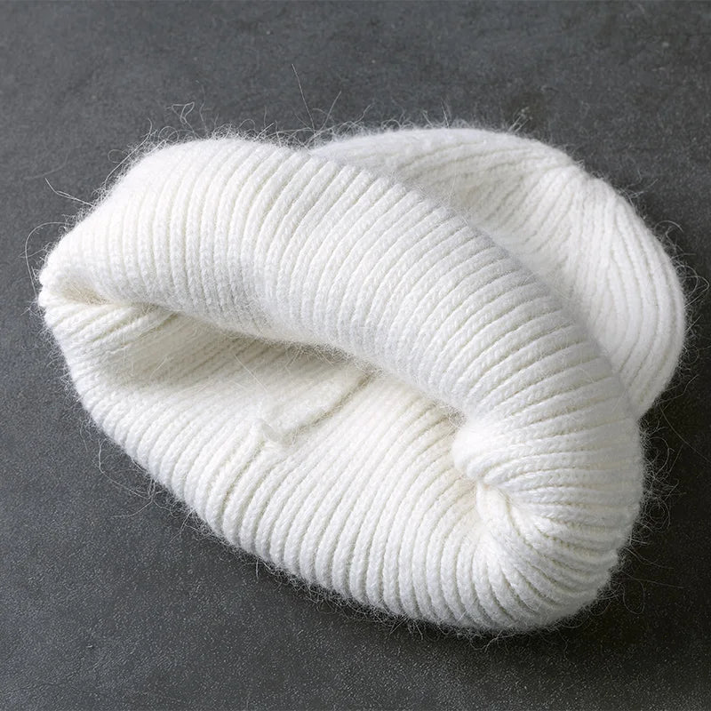 Winter Angola Rabbit Fur Knitted Beanies