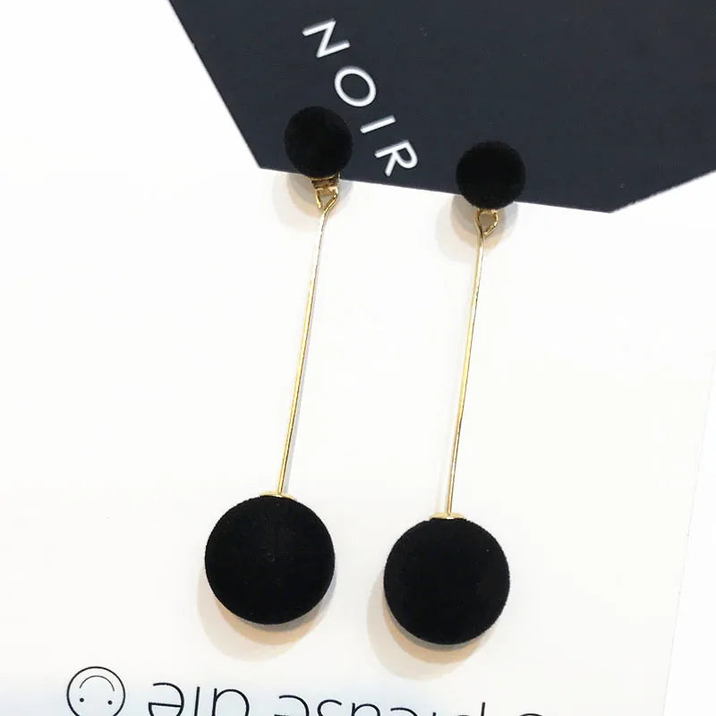 Cute Double Faux Fur Ball Dangle Drop Earrings
