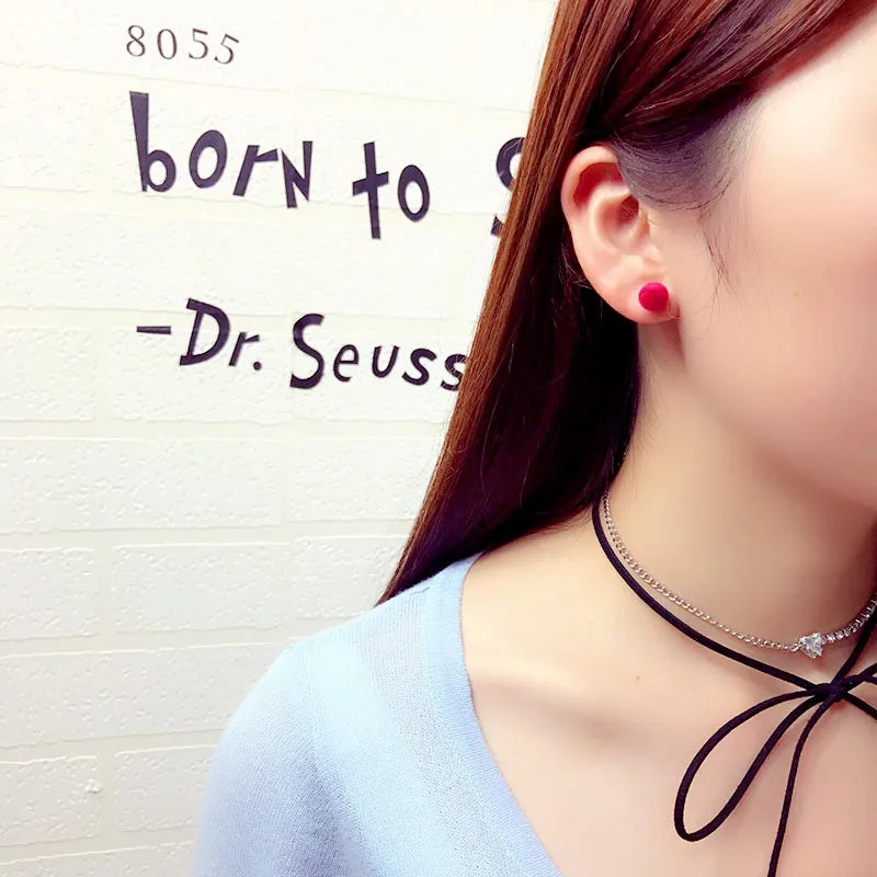 Cute Double Faux Fur Ball Dangle Drop Earrings