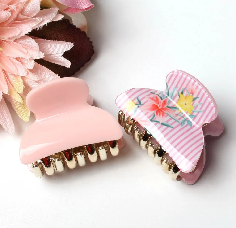 2pcs/Set 4cm Acrylic Hairpins Women Mix Color Crab Claws