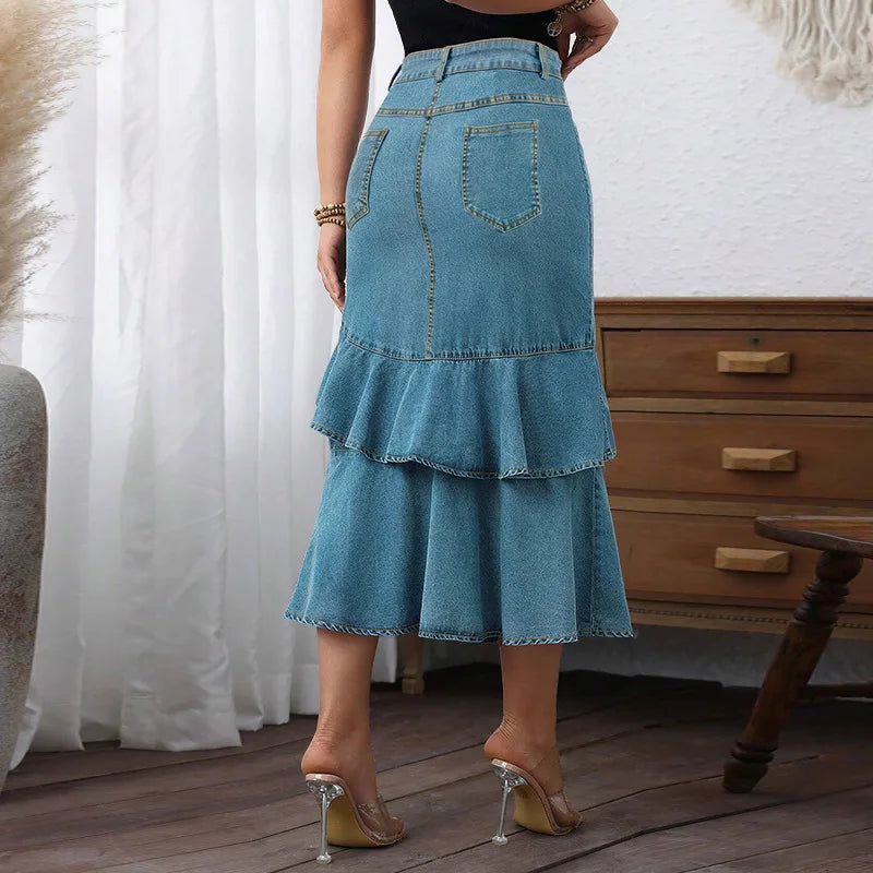 Plus Size Women Jeans Skirt Slim Denim Skirt for Women
