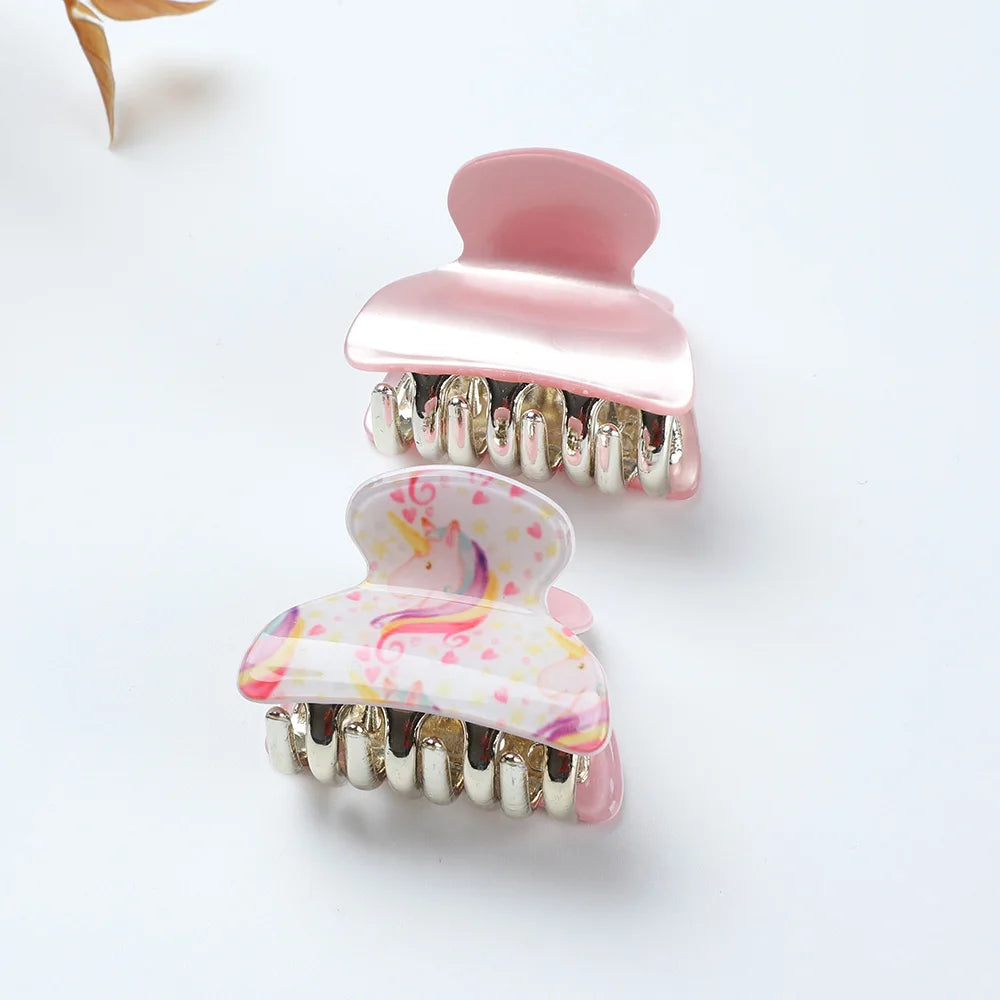 2pcs/Set 4cm Acrylic Hairpins Women Mix Color Crab Claws