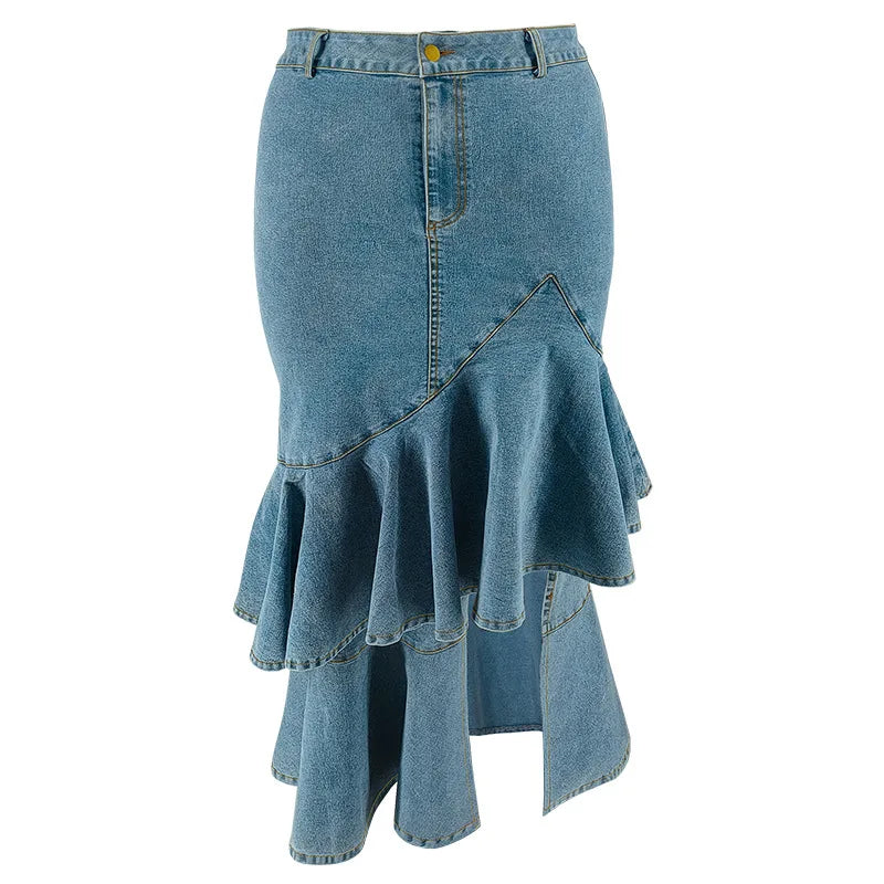 Plus Size Women Jeans Skirt Slim Denim Skirt for Women
