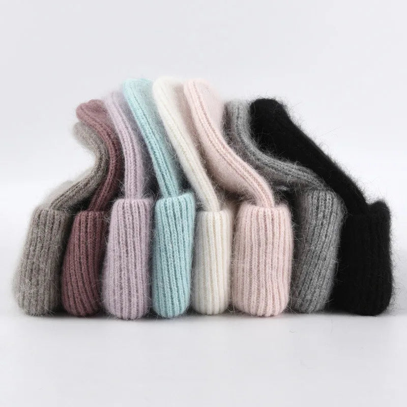 Winter Angola Rabbit Fur Knitted Beanies
