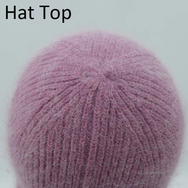 Winter Angola Rabbit Fur Knitted Beanies