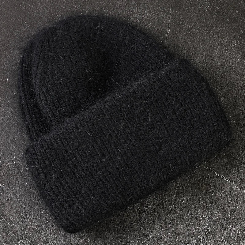 Winter Angola Rabbit Fur Knitted Beanies