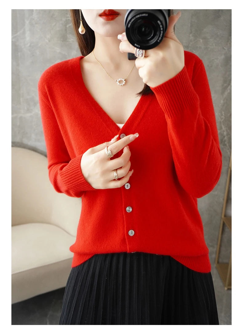 V-Neck Temperament Small Fragrant Wind Loose Sweater Sweater