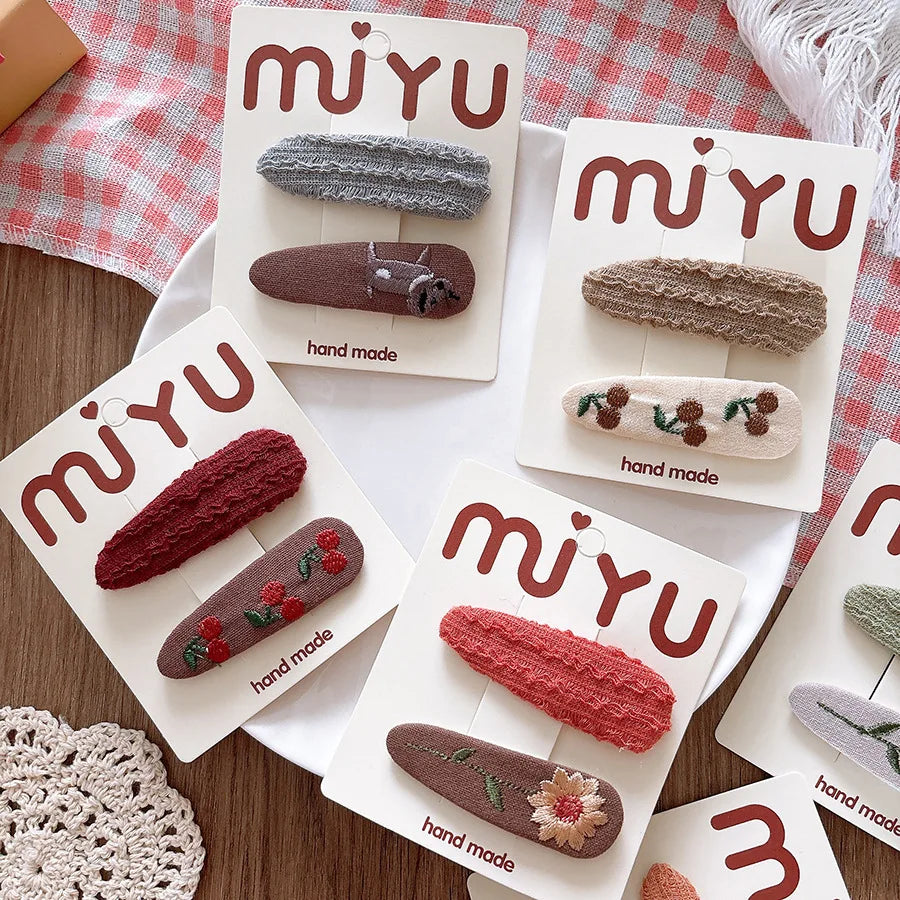 Cute Embroidered Flower Hairpins Women