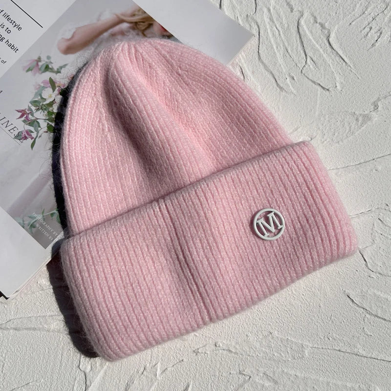 Winter Angola Rabbit Fur Knitted Beanies