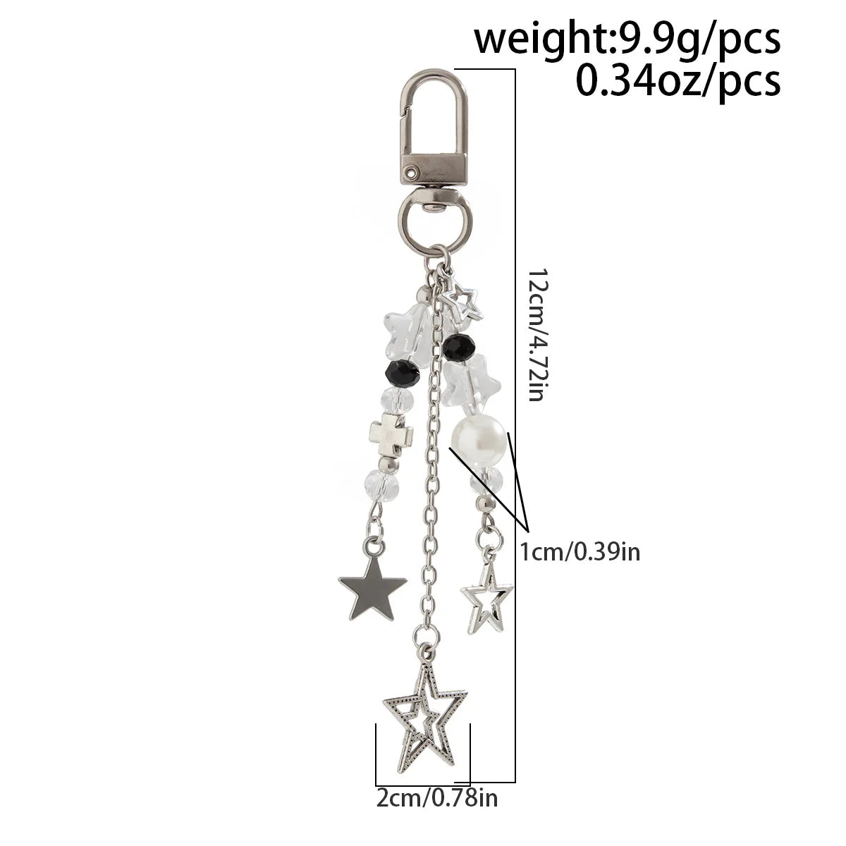 Y2K Fashion Flower Star Love Bow Strawberry Pendant Acrylic Keychain