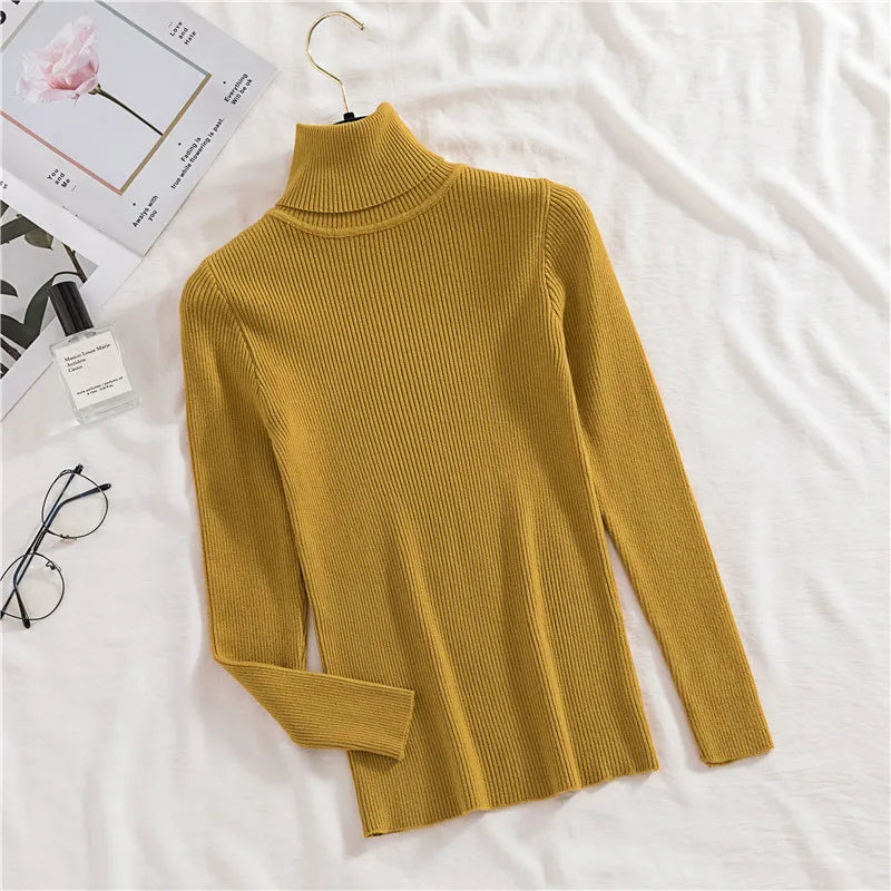 Heliar Women Fall Turtleneck Sweater Knitted Soft Pullovers Cashmere