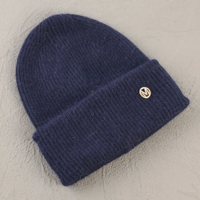 Winter Angola Rabbit Fur Knitted Beanies