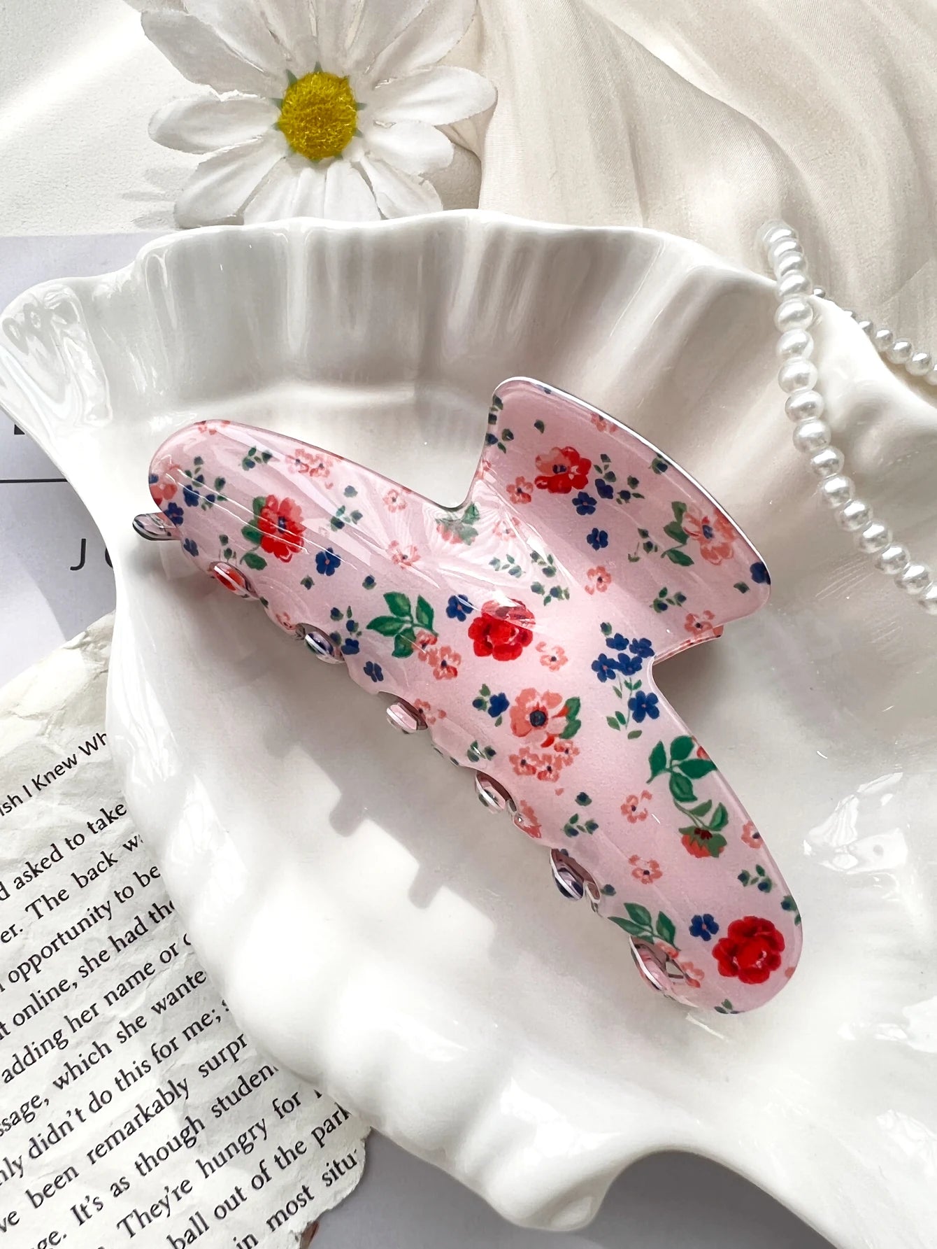 Pink Sweet Elegant Floral Cherry Hair Claw Clip Set