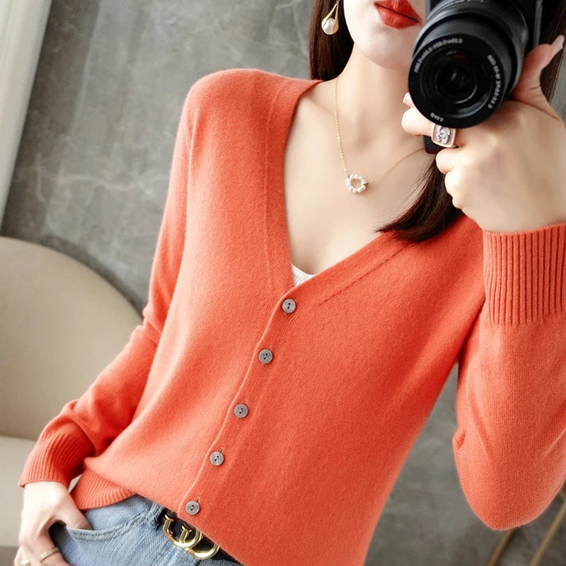 V-Neck Temperament Small Fragrant Wind Loose Sweater Sweater