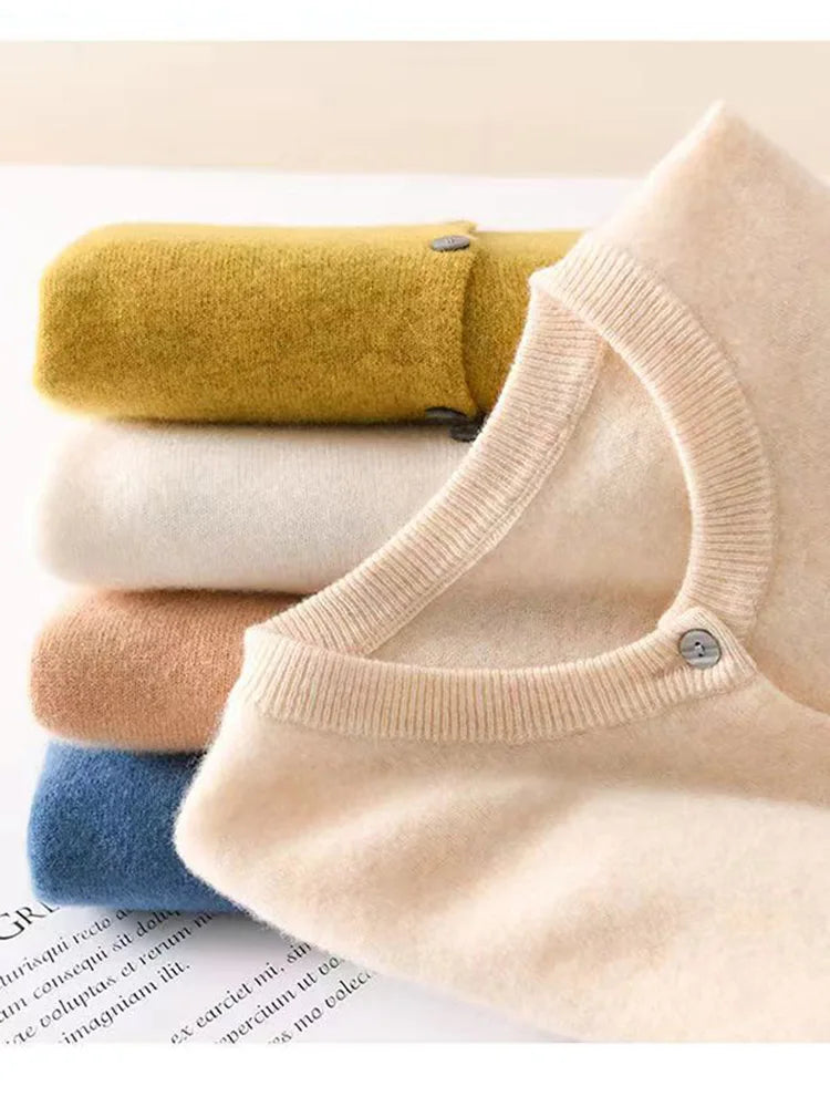 women's Cashmere Sweater O-Collar Long sleeve