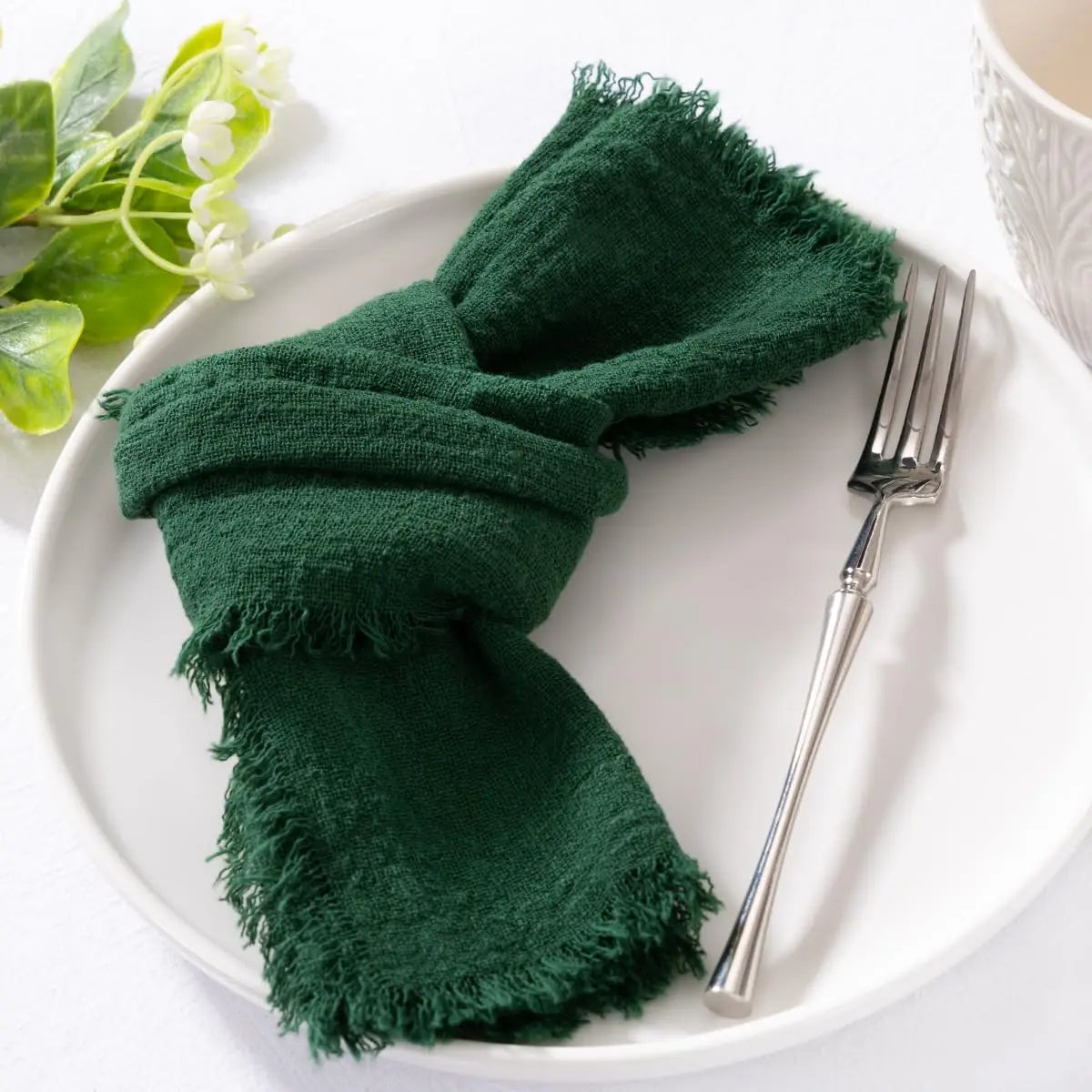 6Pcs 32x32cm Handmade Cotton Cloth Napkins, 100% Cotton