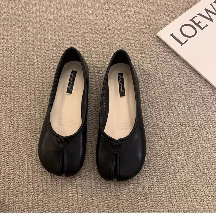 2025 Women's Leather Toe Separator Loafers Flat