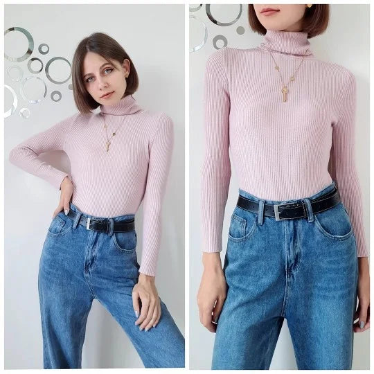 Heliar Women Fall Turtleneck Sweater Knitted Soft Pullovers Cashmere