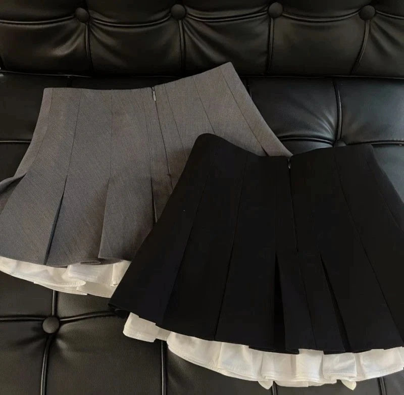 Ruffles Black Mini Skirt Women