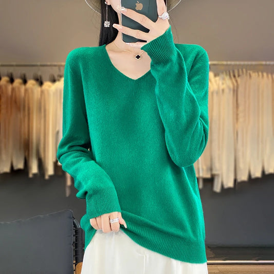 New Women's V-neck First-line Ready-To-Wear Sweater Long Sleeve