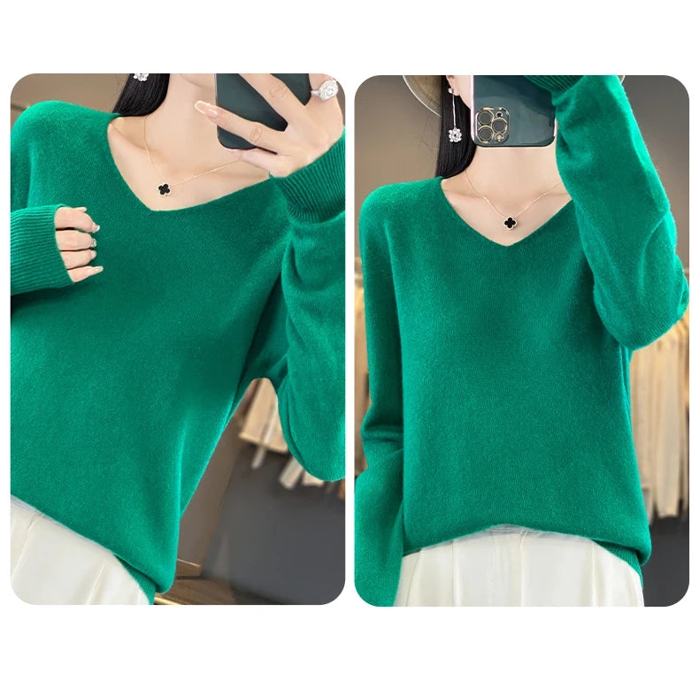 New Women's V-neck First-line Ready-To-Wear Sweater Long Sleeve