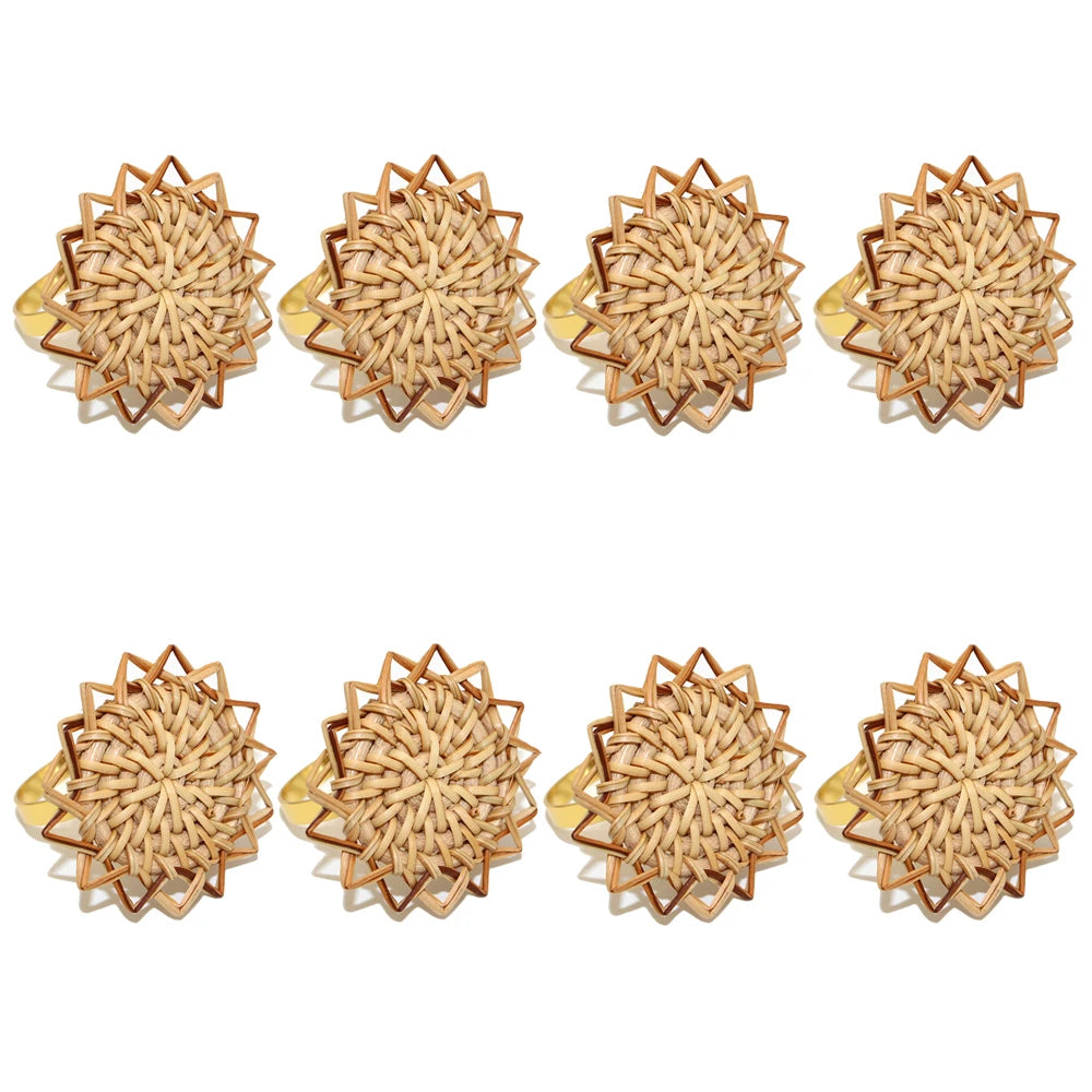 8Pcs Wood Napkin Rings Handmade Wooden