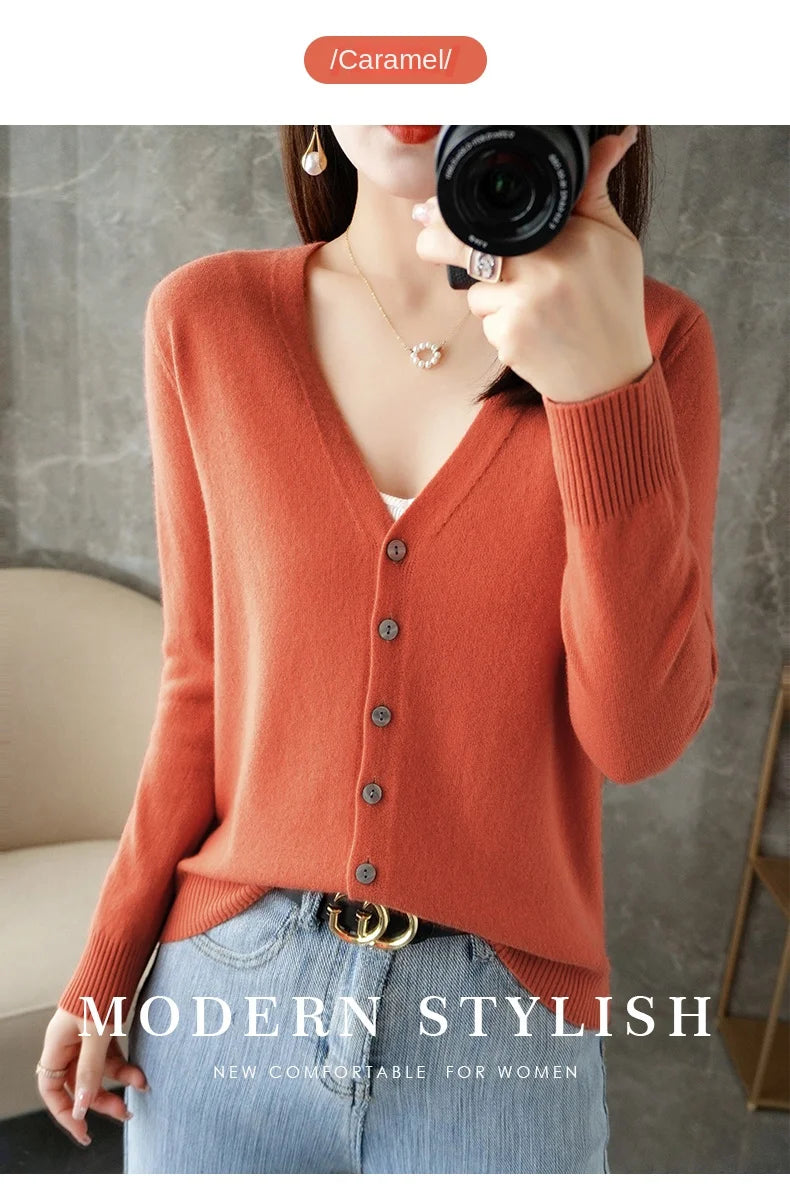V-Neck Temperament Small Fragrant Wind Loose Sweater Sweater
