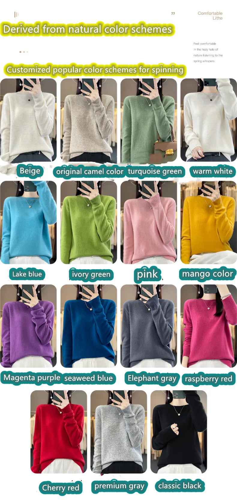 Wool Round Neck Top Fashion Versatile Knitted Loose Long Sleeve