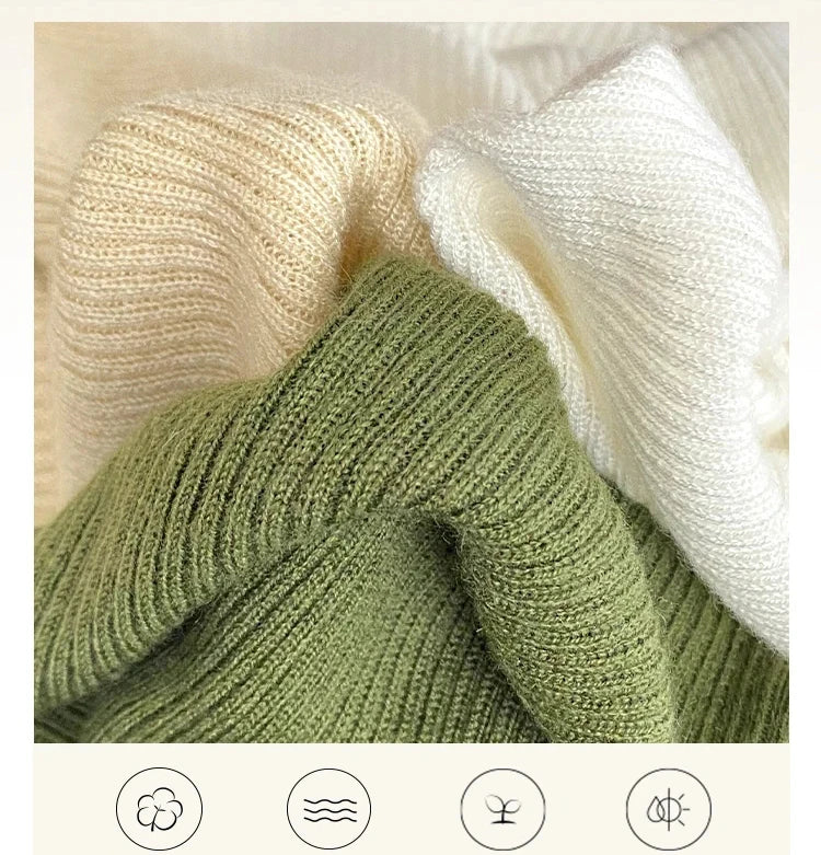 Autumn Winter Mock Neck Women Sweater Vintage