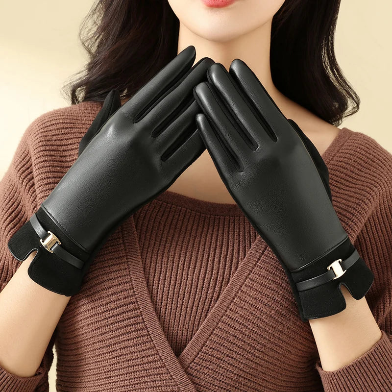 1 Pair of Gloves for Women in Winter Fleece-Lined