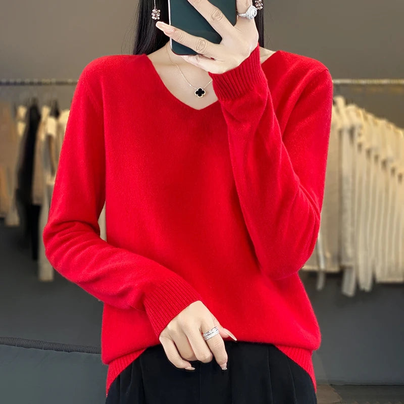 New Women's V-neck First-line Ready-To-Wear Sweater Long Sleeve