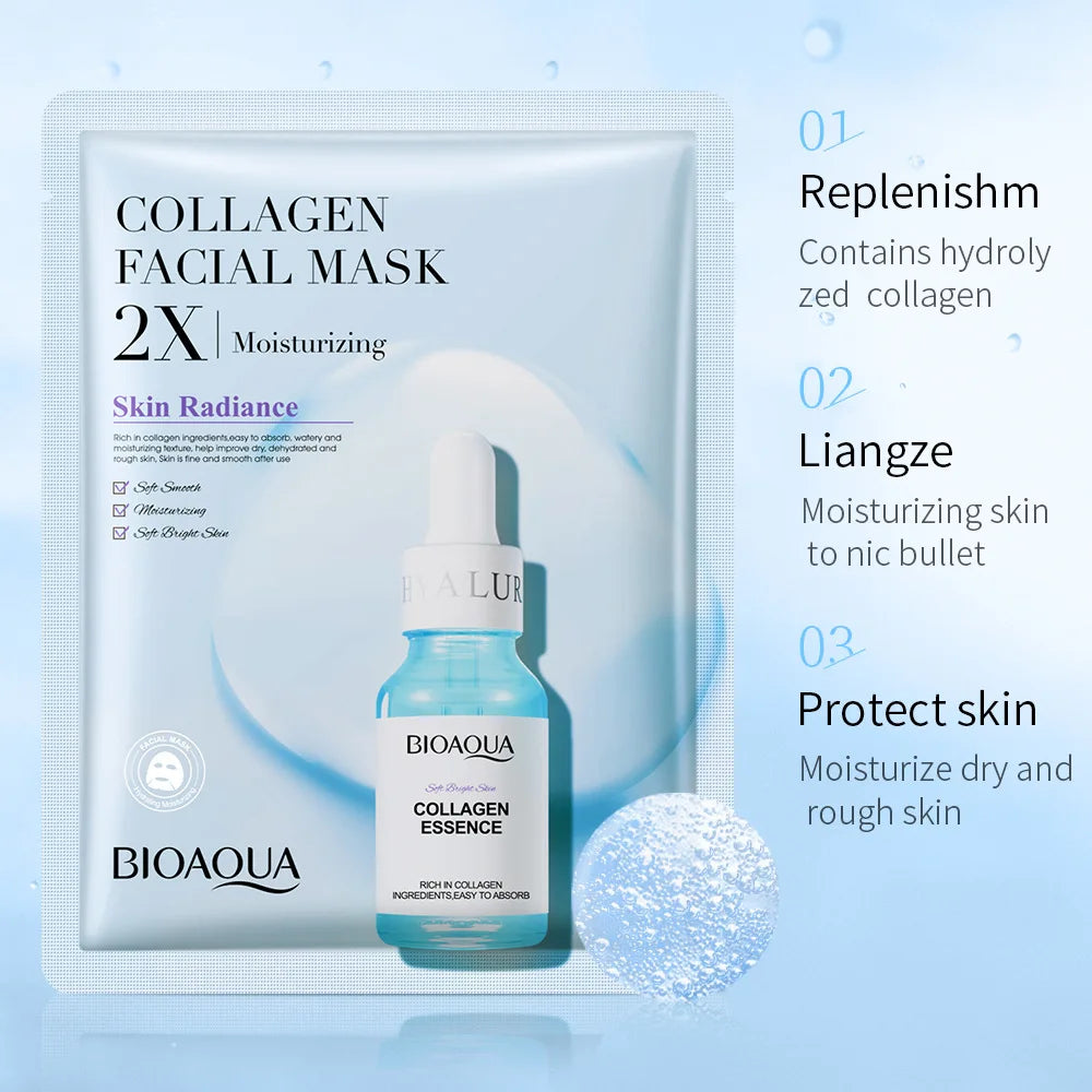 20pcs Centella Collagen Face Mask Moisturizing Sheet Masks