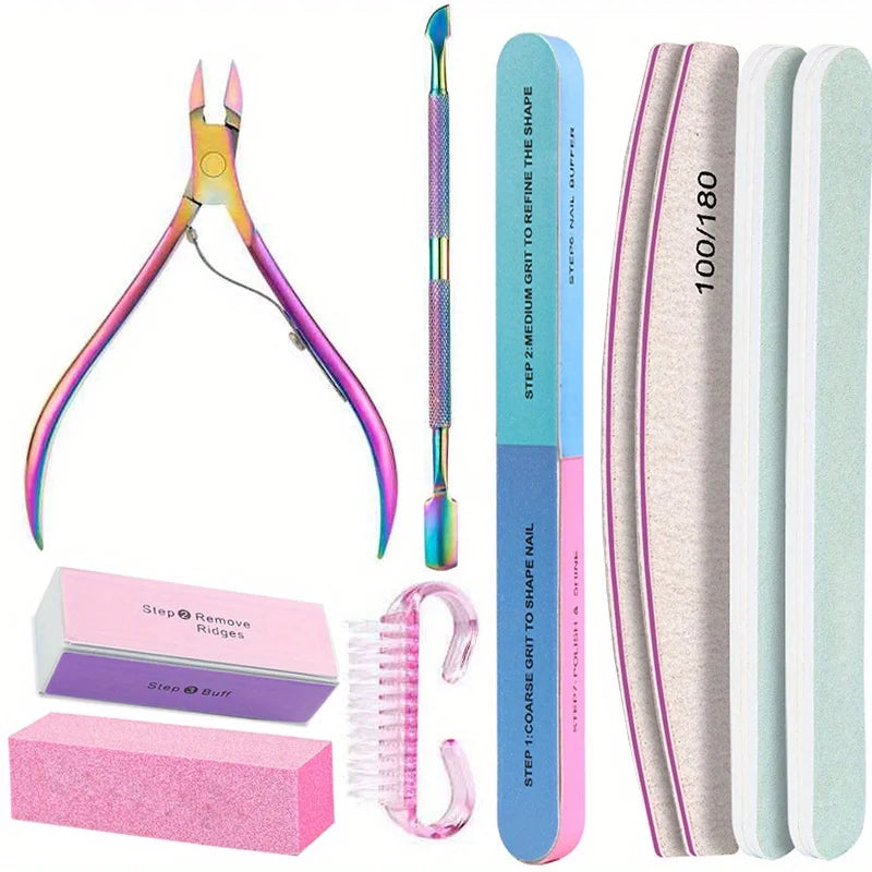 10Pcs/lot Nail Art 100/180 Grit Professional Files