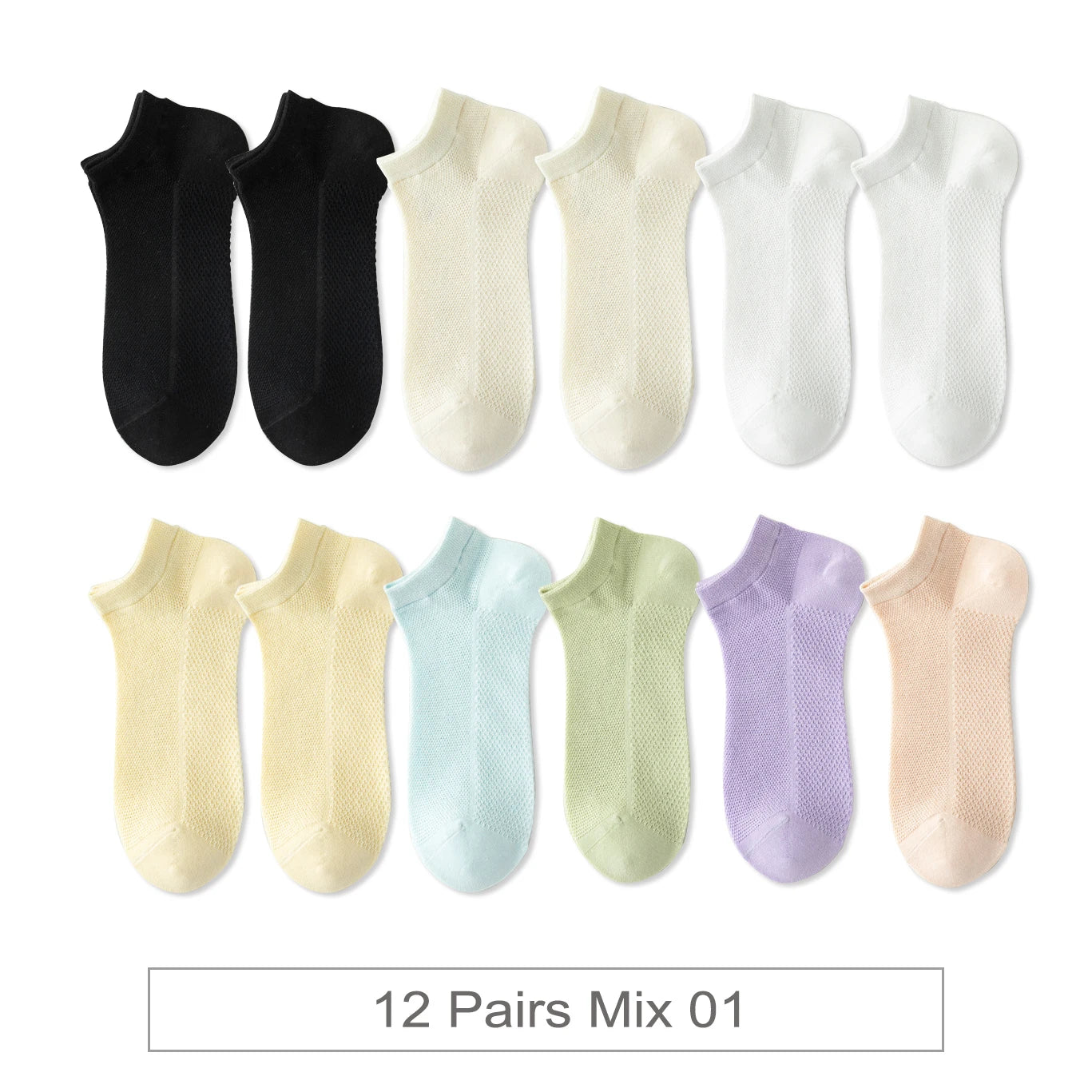 12 Pairs New Woman Cotton Socks Short Thin