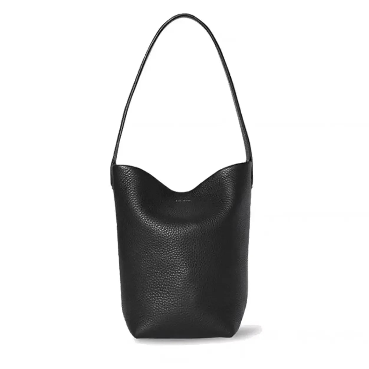 Soft Leather Bucket Bag Large Capacity Commuter Women's Single Shoulder Handbag Neutral Minimalist Style Open Pocket Design