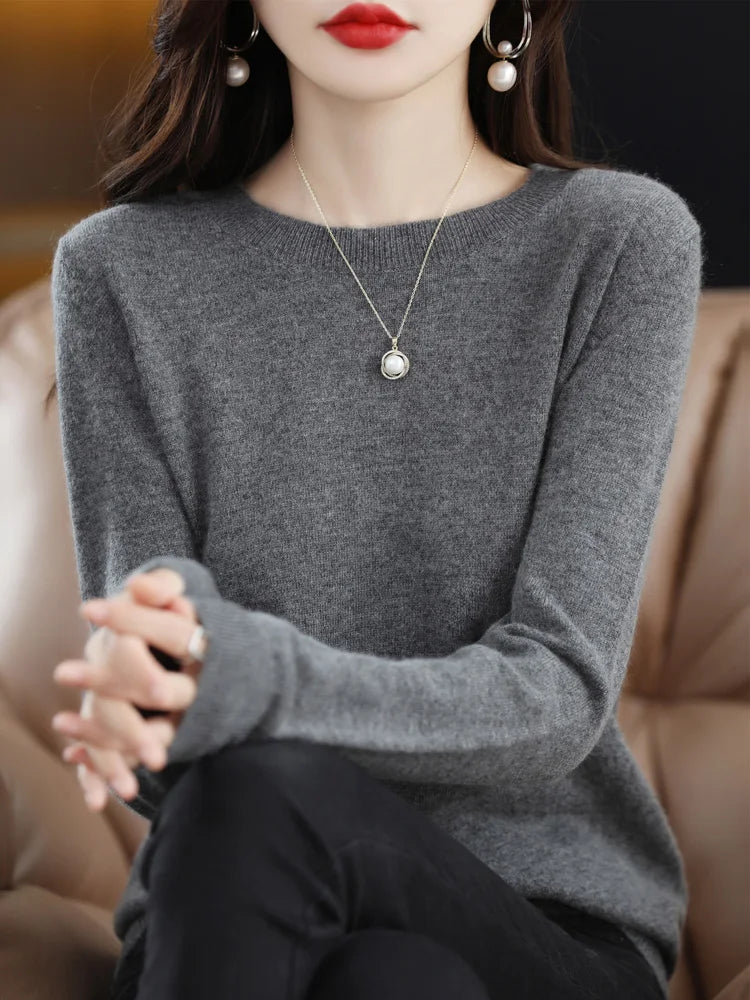 Fashion 100% Merino Wool Sweater Elegant Cashmere P