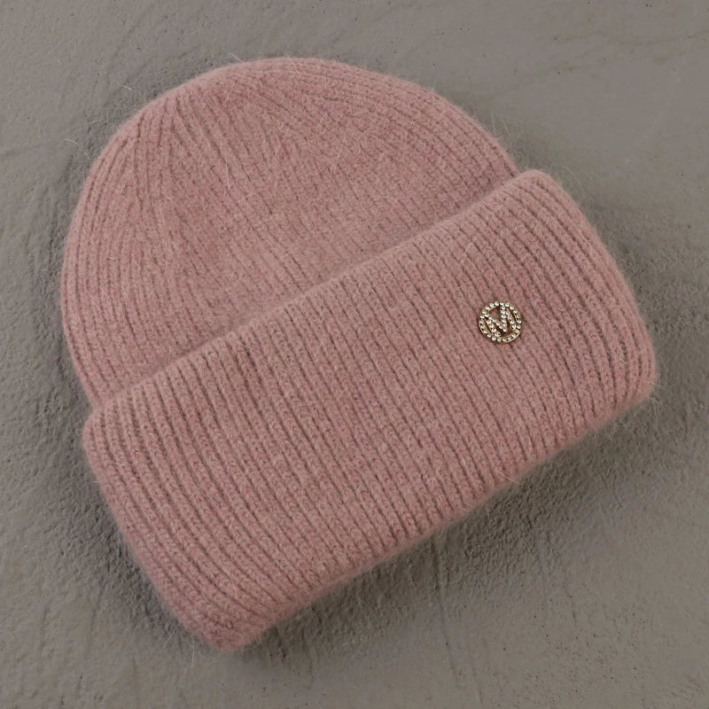 Winter Angola Rabbit Fur Knitted Beanies