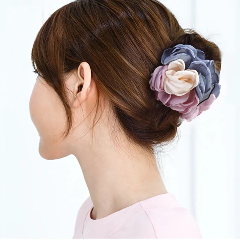 Big Camellia Flower Hair Claws Clips Women