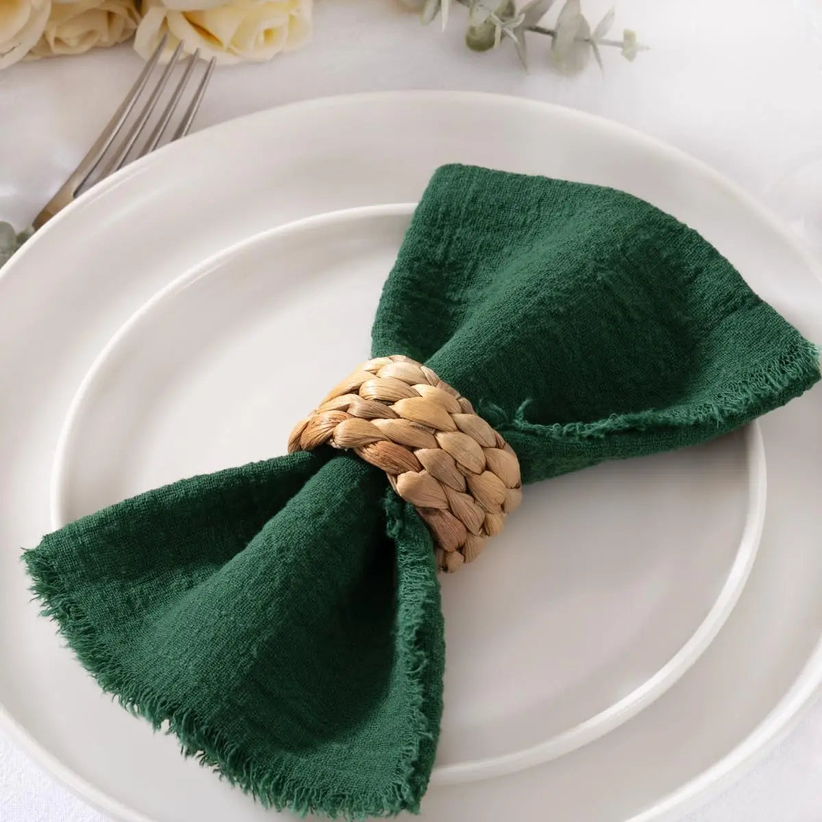 6Pcs 32x32cm Handmade Cotton Cloth Napkins, 100% Cotton