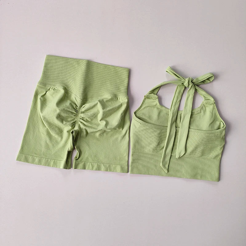 Peach Hip Lifting Suit Neck Hanging Sports Bra